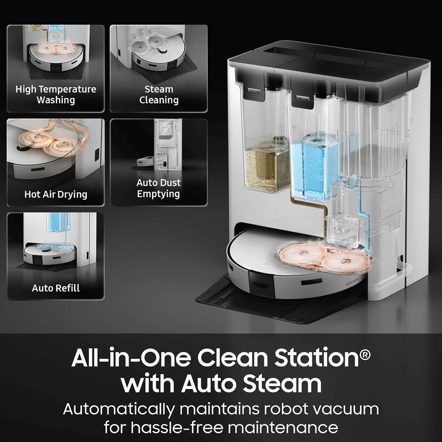 Samsung Bespoke Jet Bot Combo Robot Vacuum & Mop with All in One Clean ...