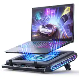 HongFei - V10 Gaming Laptop Cooling Pad, RGB Laptop Cooler Stand with Powerful 4.72 Inch Turbo Fan, Fast Cooling 13-17.3in - Black