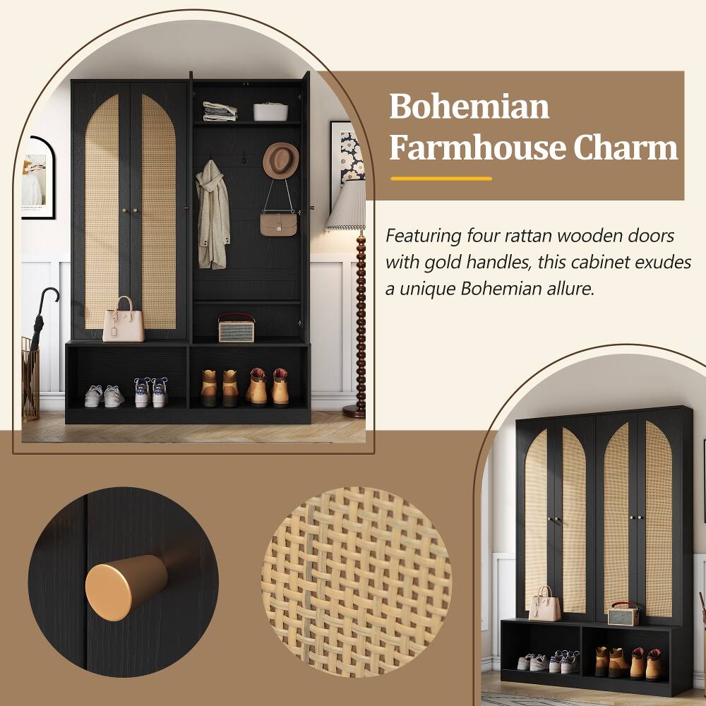 Bohemian Farmhouse Charm

Featuring four rattan wooden doors with gold handles, this cabinet exudes a unique Bohemian allure.