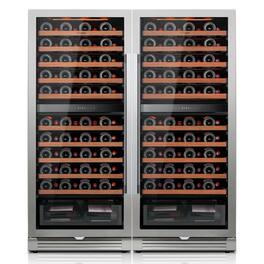Ca'Lefort - 48 inch Wine Cooler Refrigerator 180-Bottle Dual Zone ,Freestanding/Built-In,3Color LED Light,For Home Bar combo pacK - Stainless Steel