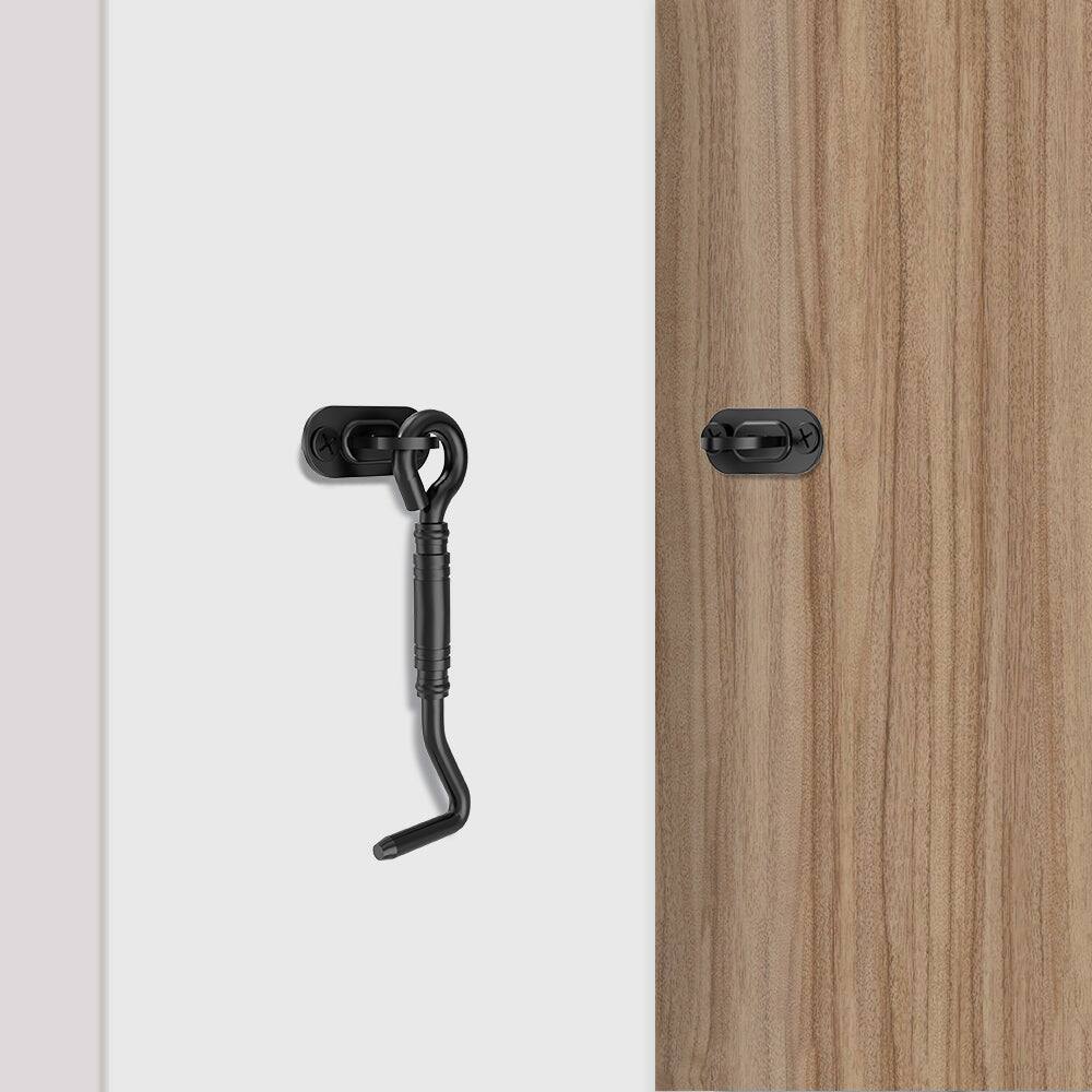 Alt View 4. Boyel Living - 4 in. Black Steel Sliding Barn Door Hook Lock Latch - Black.