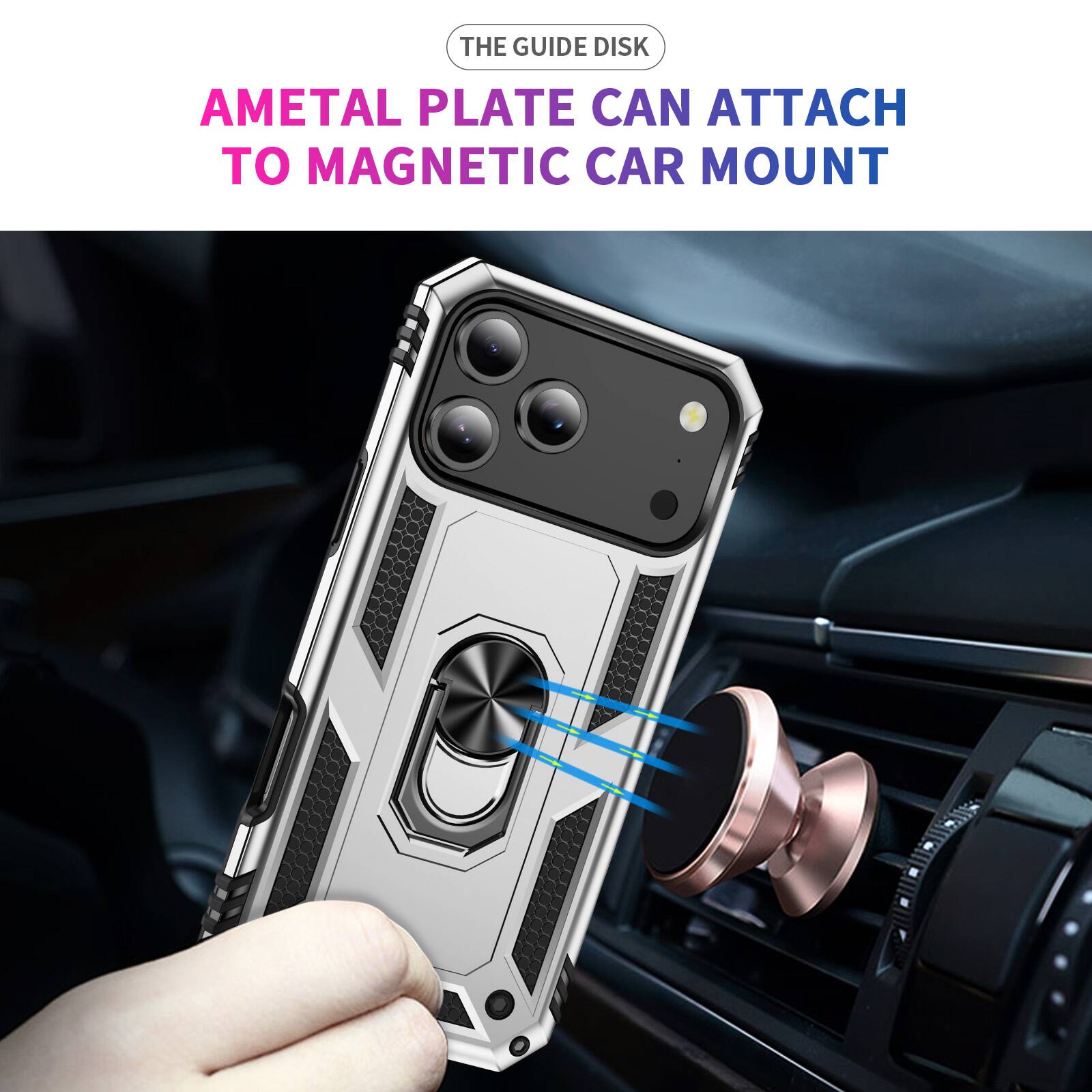 The guide disk AMetal plate can attach to magnetic car mount