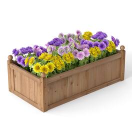 Costway - Raised Garden Bed 46" x 24" x 16" Wooden Planter Box with 4 Drainage Holes Raised Garden Bed - Rustic Brown