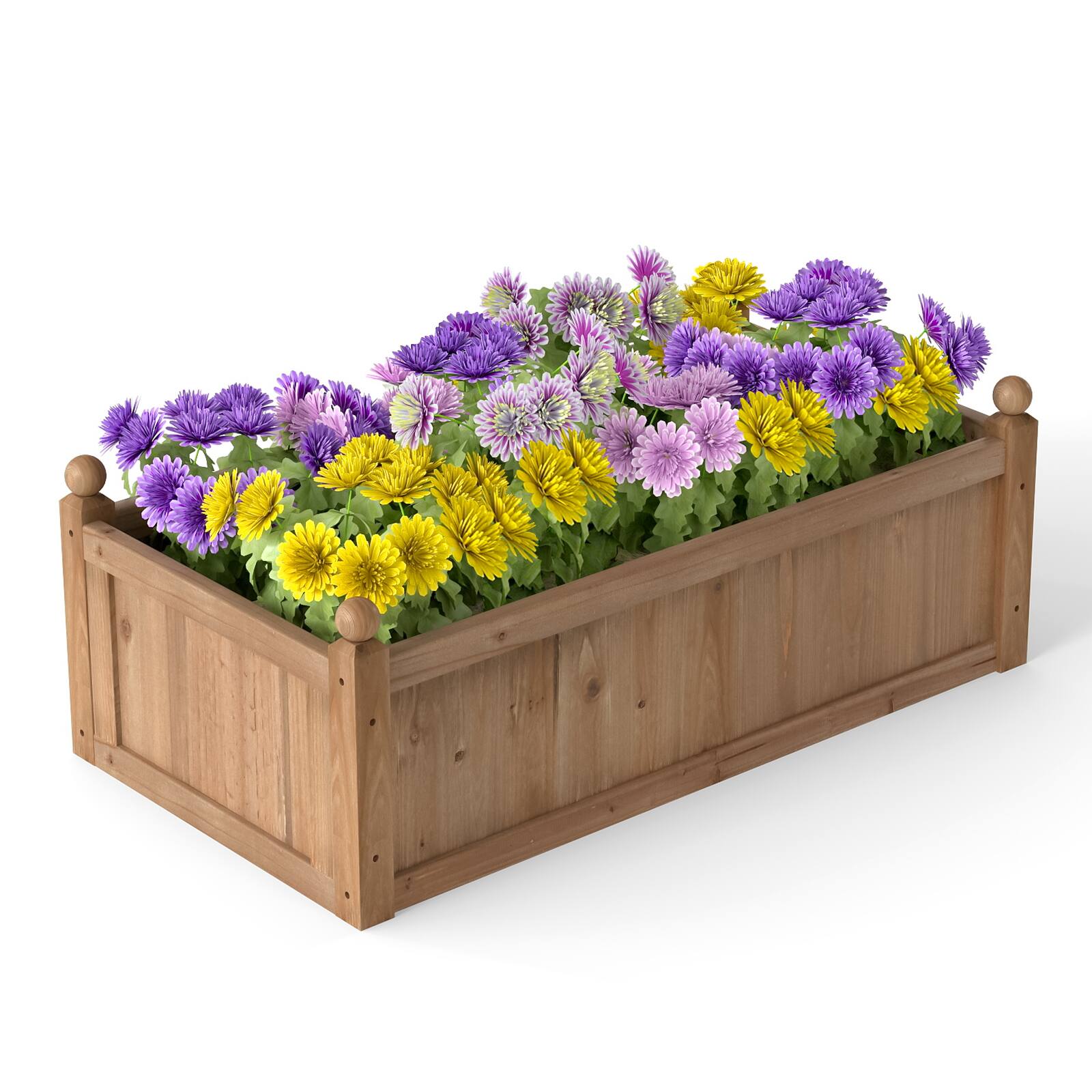 Front. Costway - Costway Raised Garden Bed 46" x 24" x 16" Wooden Planter Box with 4 Drainage Holes Raised Garden Bed - Rustic Brown.