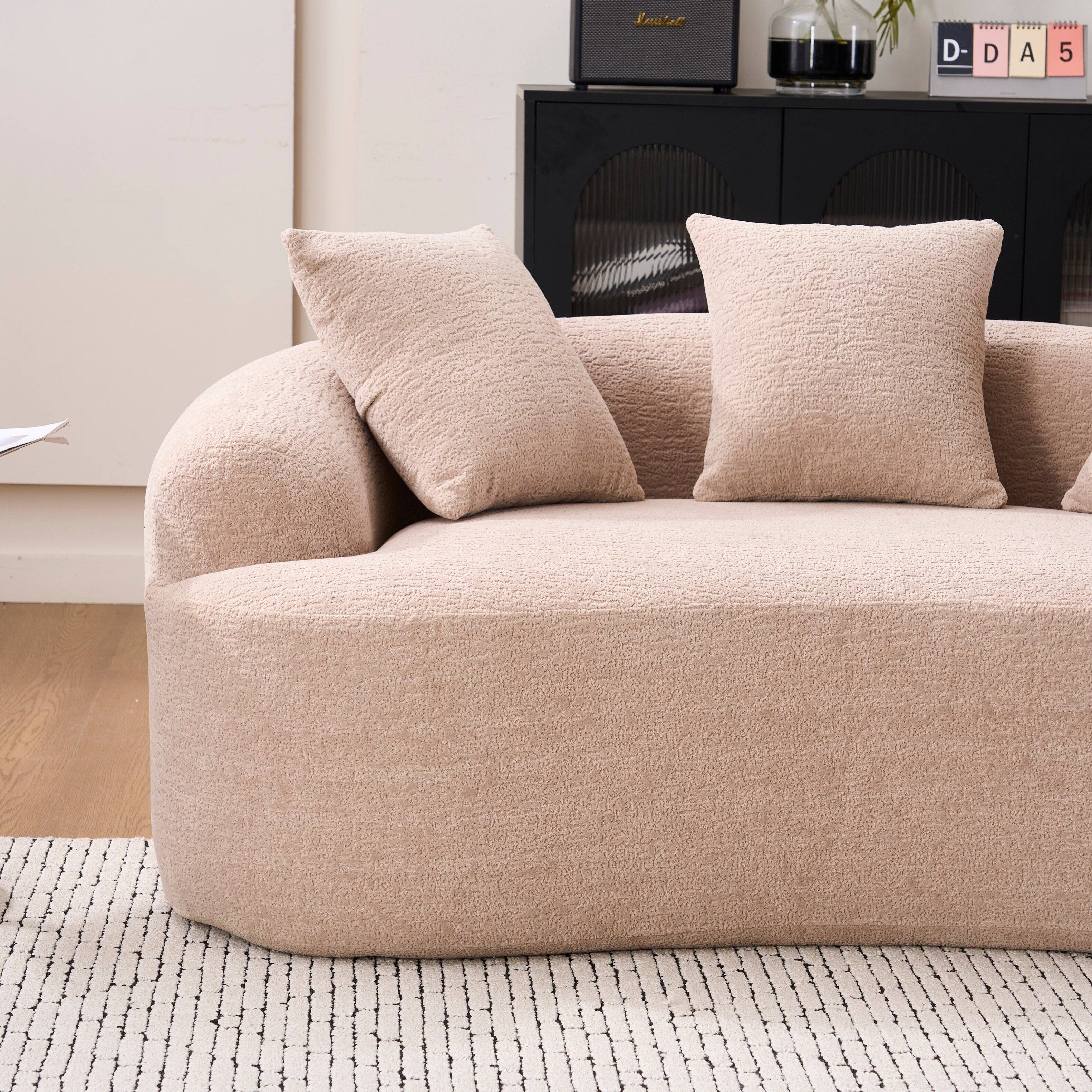 Alt View 9. Boyel Living - Curved Loveseat Sofa 30D Compression Foam Chenille Upholstery No Assembly Compact Small Space Sofa Beige 65 Inch - Apricot Cream.