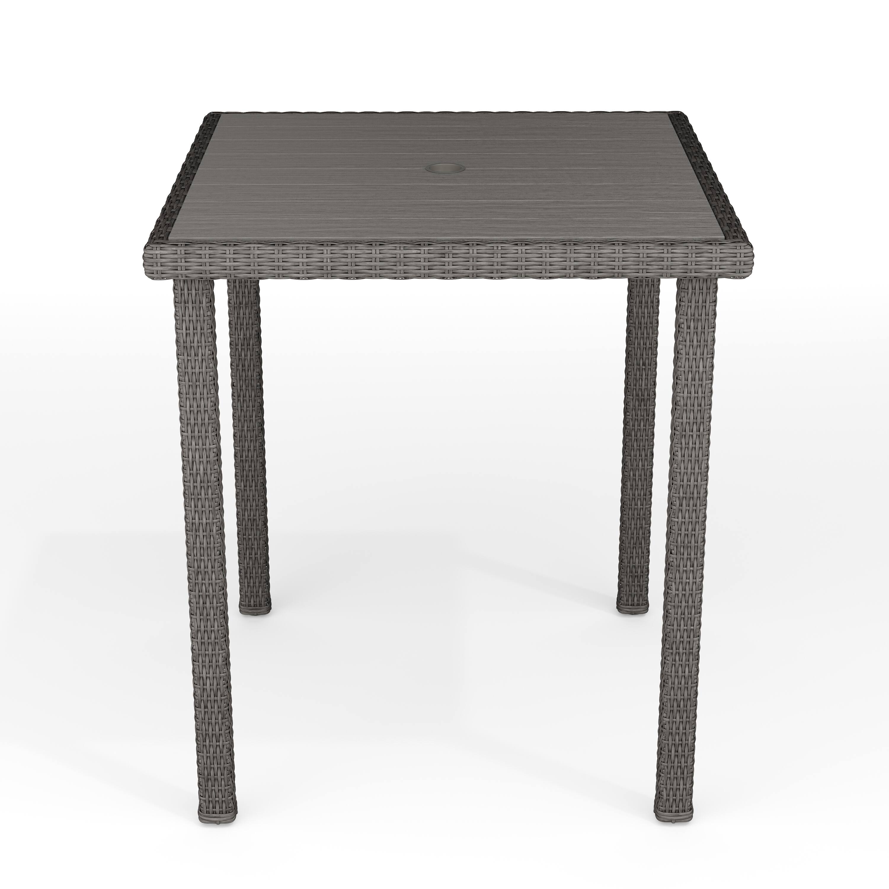 Alt View 8. Martha Stewart - Bedford Outdoor Rattan Wicker Patio Bar Table with Engineered Wood Top - Gray.