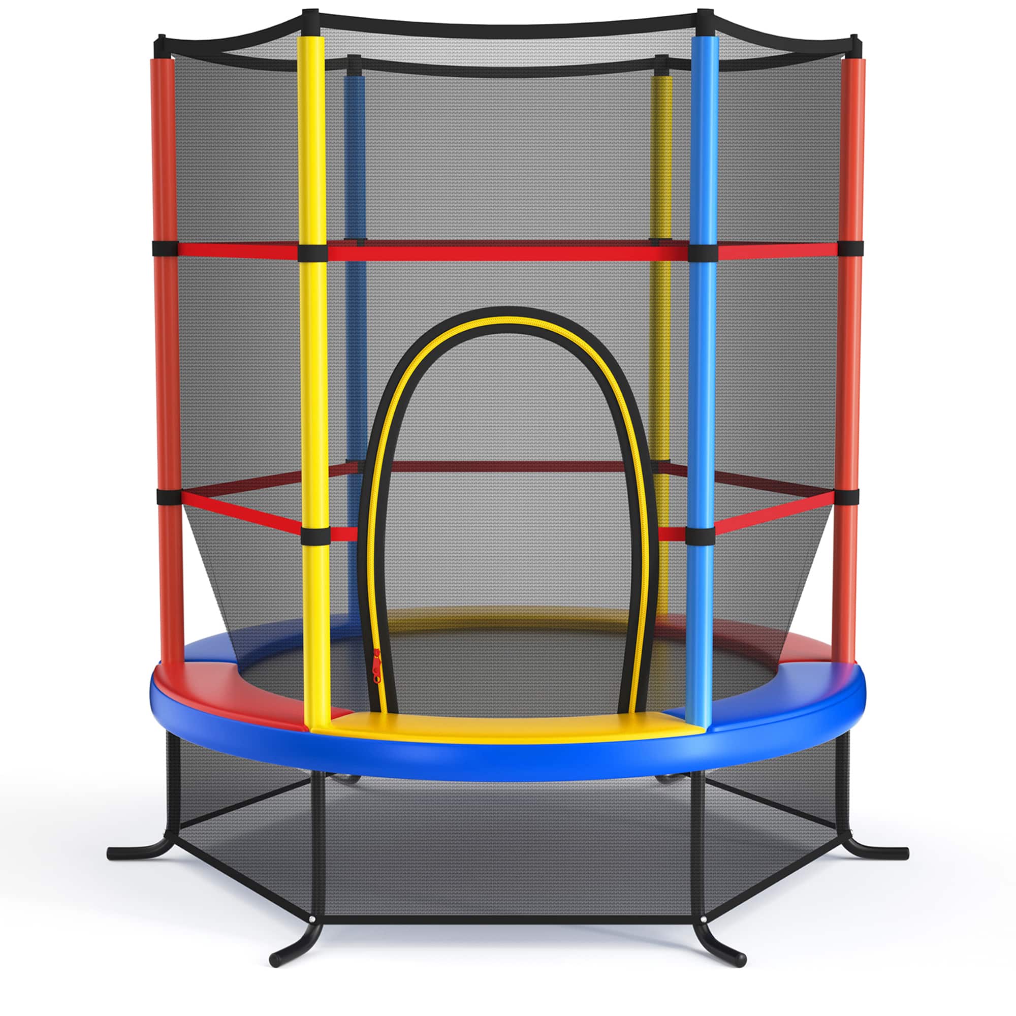 Gymax - 55'' Recreational Trampoline for Kids Trampoline w/ Enclosure Net - Colorful