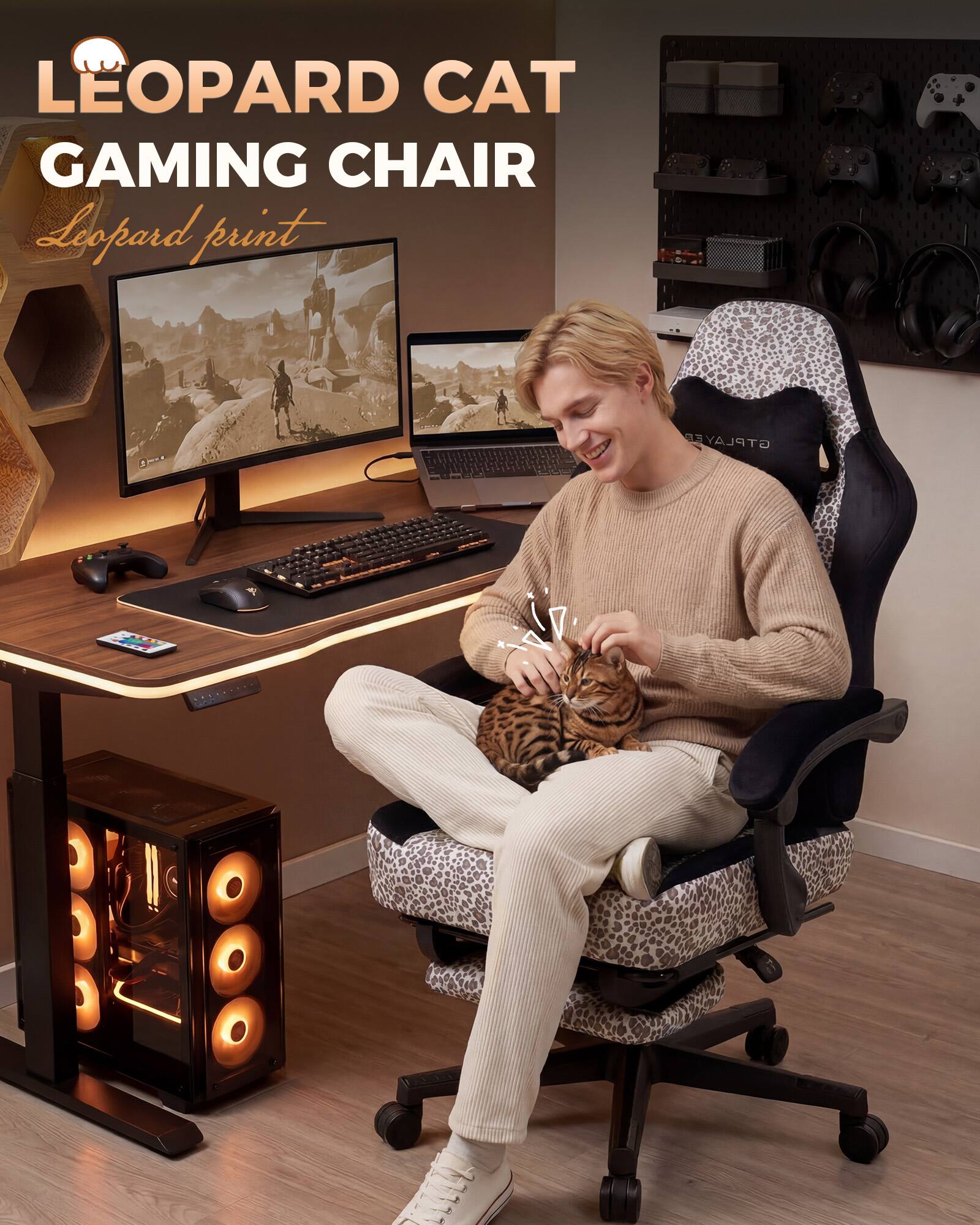 LEOPARD CAT GAMING CHAIR  
Leopard print