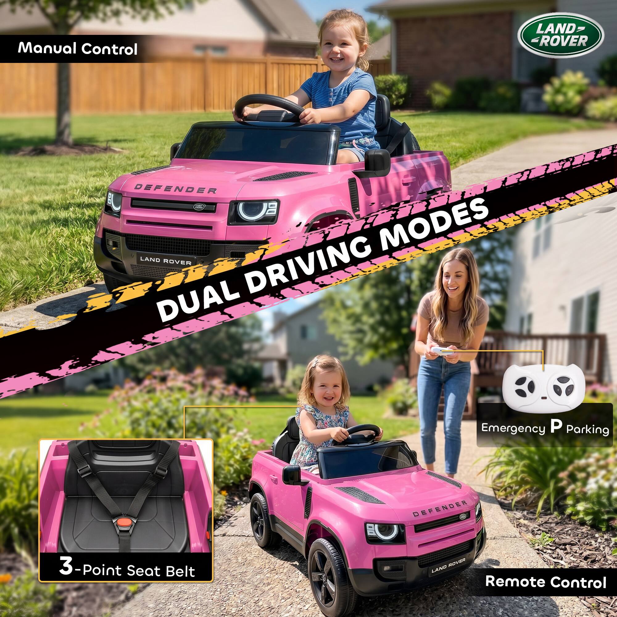 Manual Control  
LAND ROVER DEFENDER  
DUAL DRIVING MODES  
3-Point Seat Belt  
Emergency P Parking  
Remote Control
