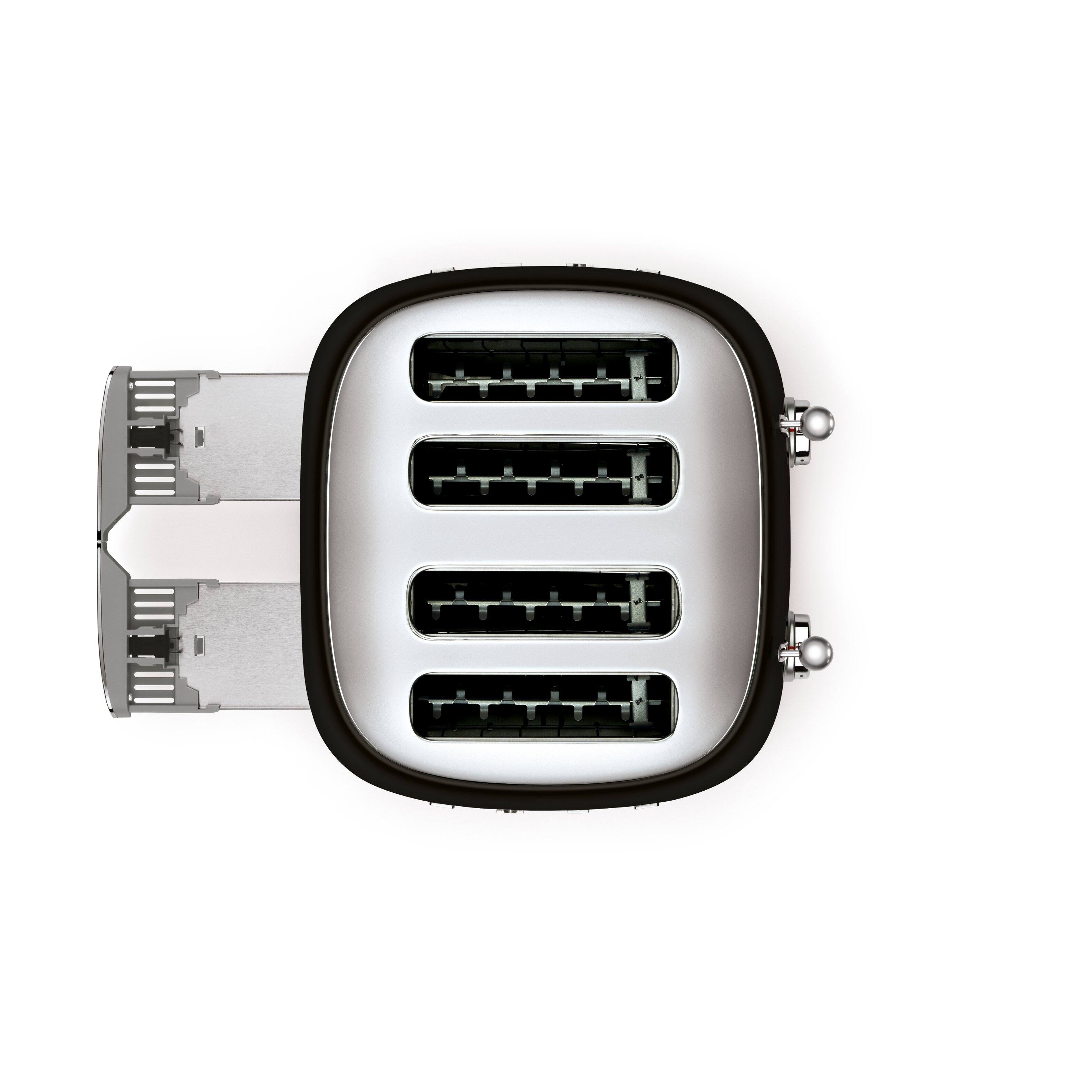 Alt View 1. SMEG - SMEG TSF03 4-Slice Wide-Slot Toaster - Black.