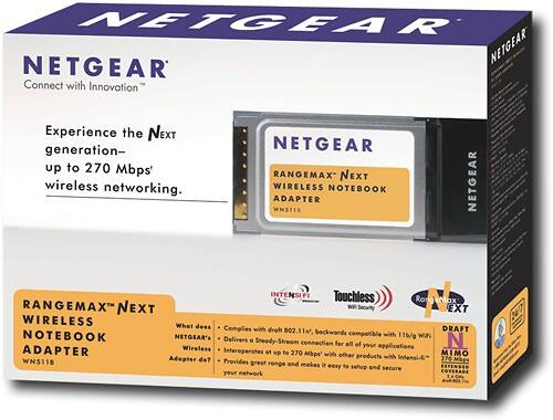 Angle Standard. NETGEAR - RangeMax NEXT Wireless-N Notebook Card.