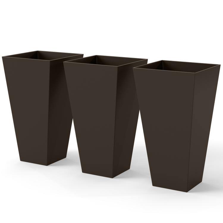 Alt View 9. PULUZ - 28 inch Tall Garden Plastic Flower Pot, Set of 3, Large Outdoor & Indoor - Brown.