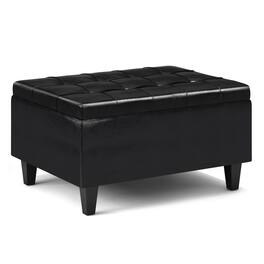 Simpli Home - Harrison Small Coffee Table Storage Ottoman - Midnight Black