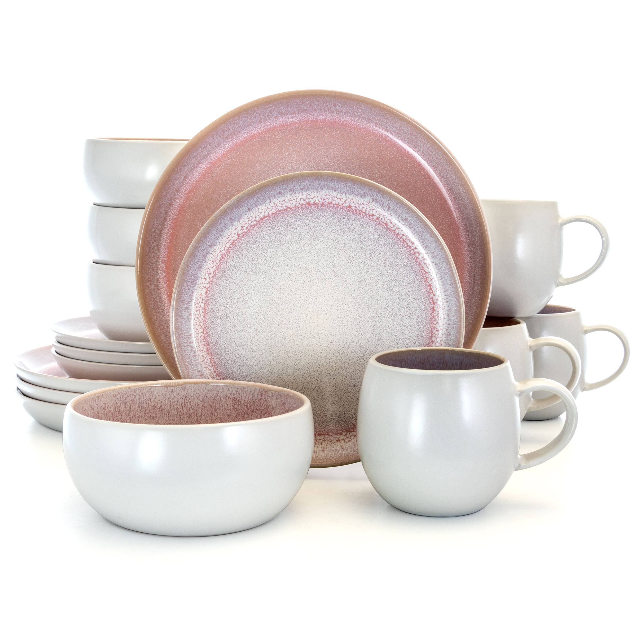 Alt View 3. Elama - Elama Mocha Muave 16 Piece Luxurious Stoneware Dinnerware with Complete Setting for 4 - Mauve.