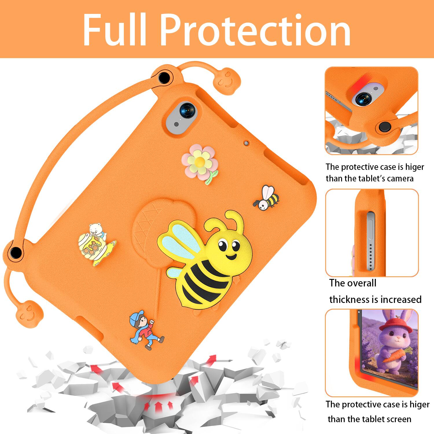 Full Protection

The protective case is higher than the tablet's camera

The overall thickness is increased

The protective case is higher than the tablet screen