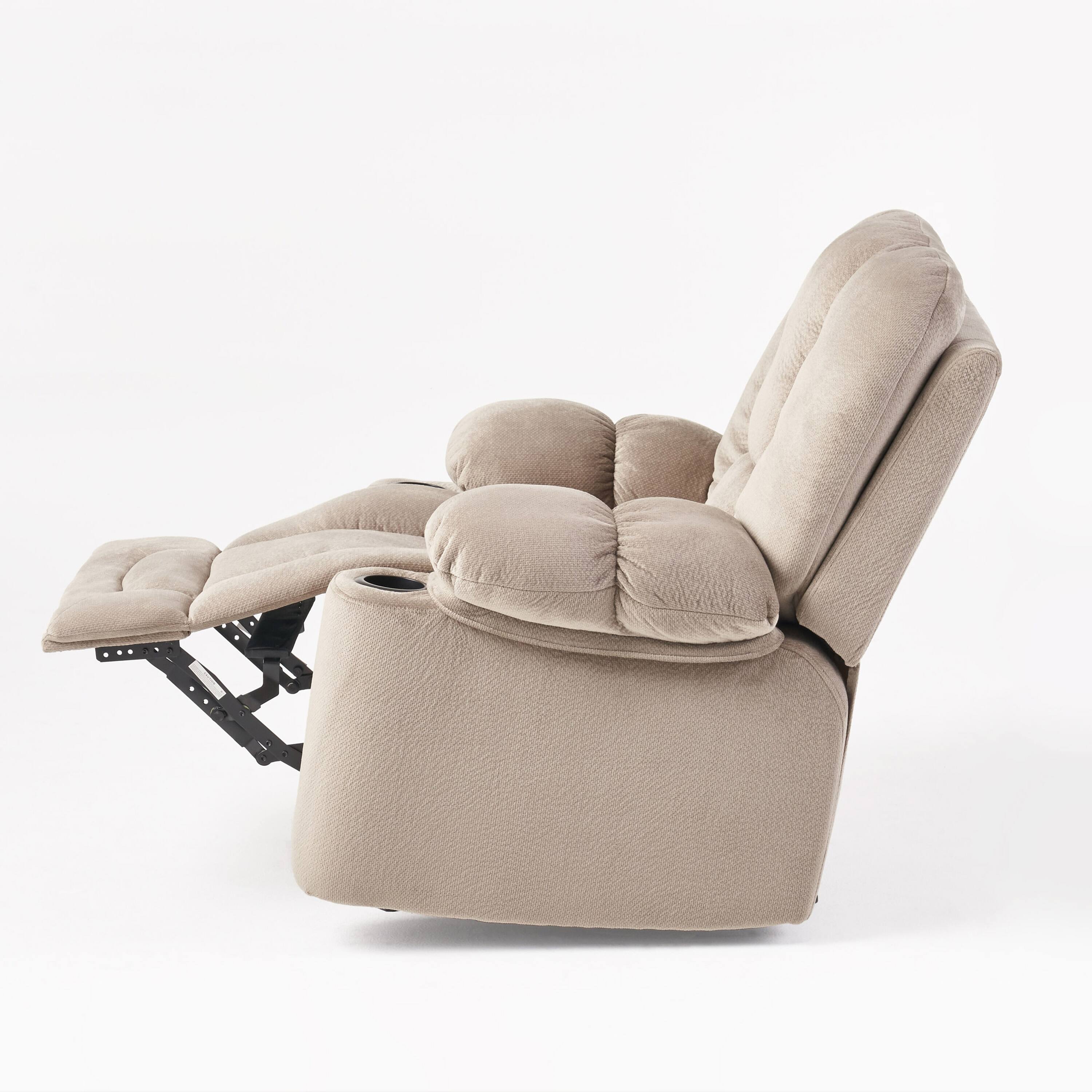 Alt View 5. TinyHomie - Luxurious Manual Recliner Chair in Coffee Skin Friendly Fabric Dual Cup Holders - white.