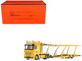 Mercedes-Benz Actros Auto Transporter 1/64 Diecast Model by GCD - Yellow