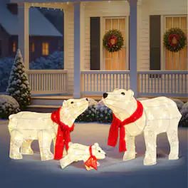 Winado - 3 PCS Christmas Decoration 27.5in Polar Bear Family for In/Outdoor Holiday - White