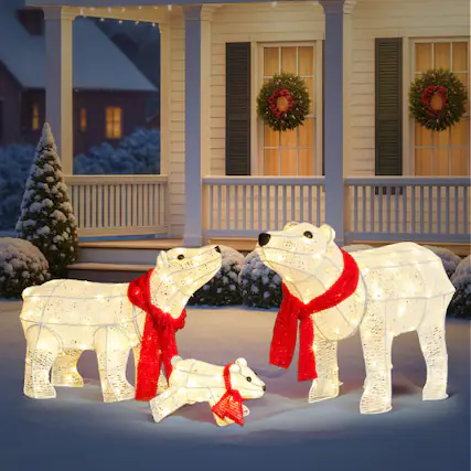Front. Winado - 3 PCS Christmas Decoration 27.5in White Polar Bear Family for In/Outdoor Holiday - White.
