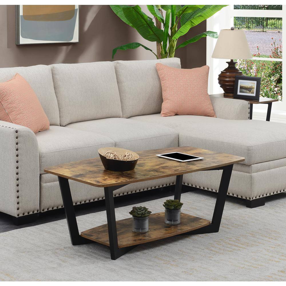 Back. Convenience Concepts - Graystone Coffee Table with Shelf - Barnwood/Black.