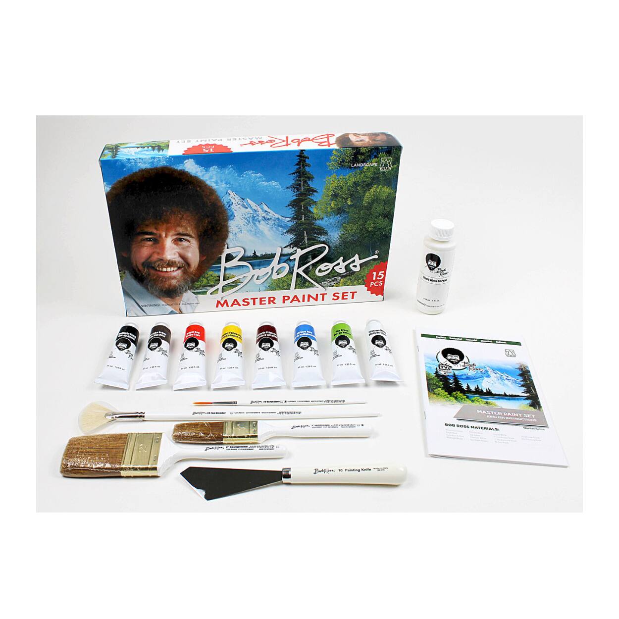 Bob Ross - Master Paint Set with 9 Colors, Brushes and Instruction Guide