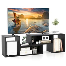 Pefilos - 2 Pieces Adjustable TV Stand for TVs up to 55 Inch with Storage Cubes, TV Cabinet - Black