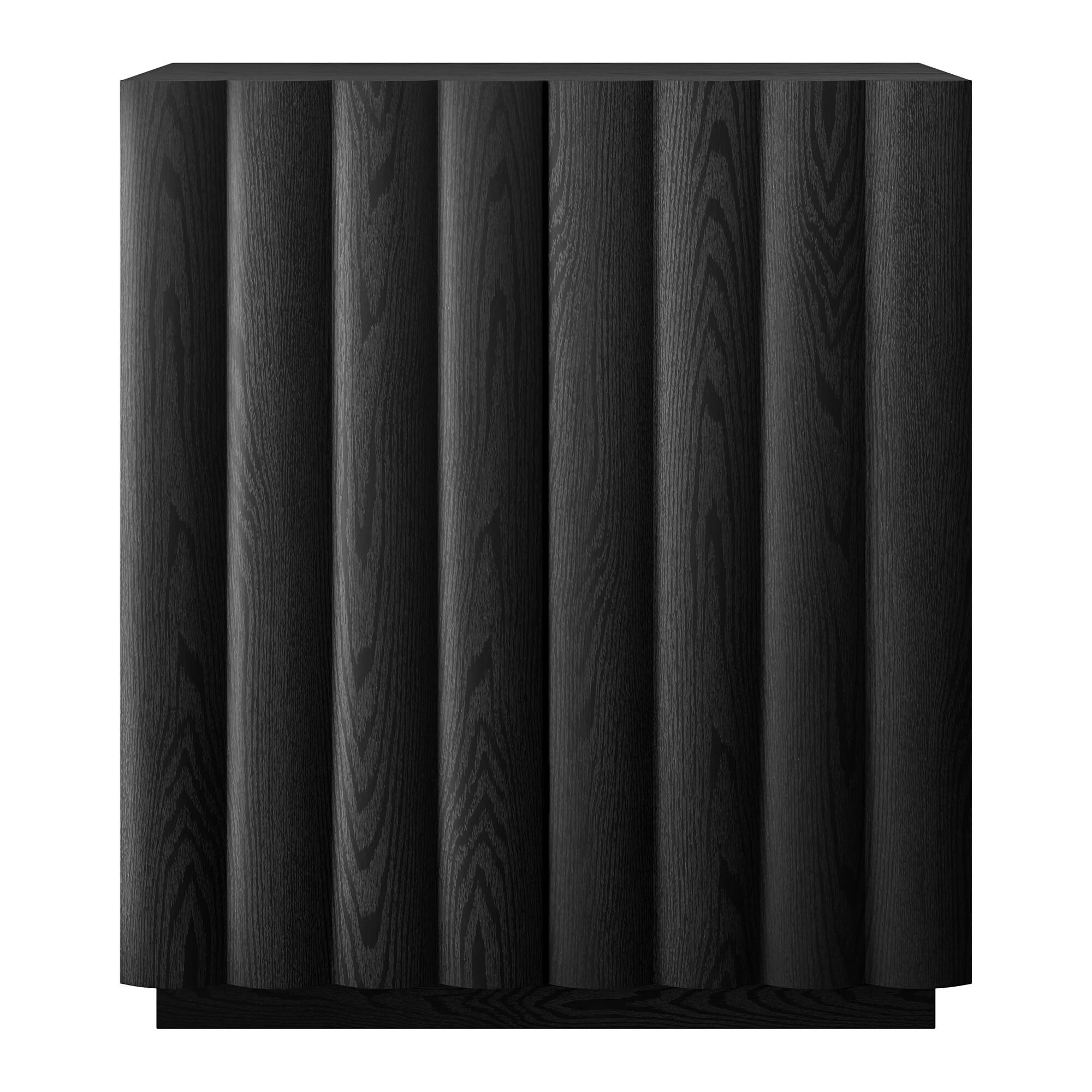 Angle. Hudson&Canal - Molly 28" Wide Rectangular Fluted Accent Cabinet - Black.