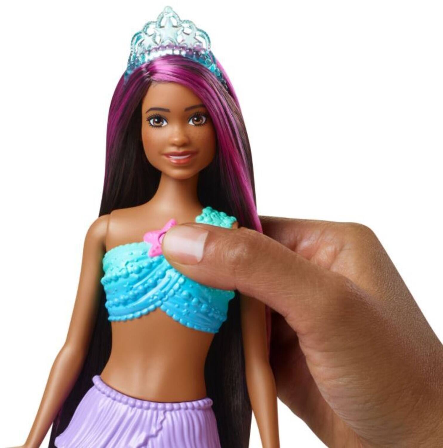 Alt View 2. Mattel - Barbie Barbie Dreamtopia Twinkle Lights Mermaid, Brunette with Purple Streaks   - Collectibles - Multicolor.