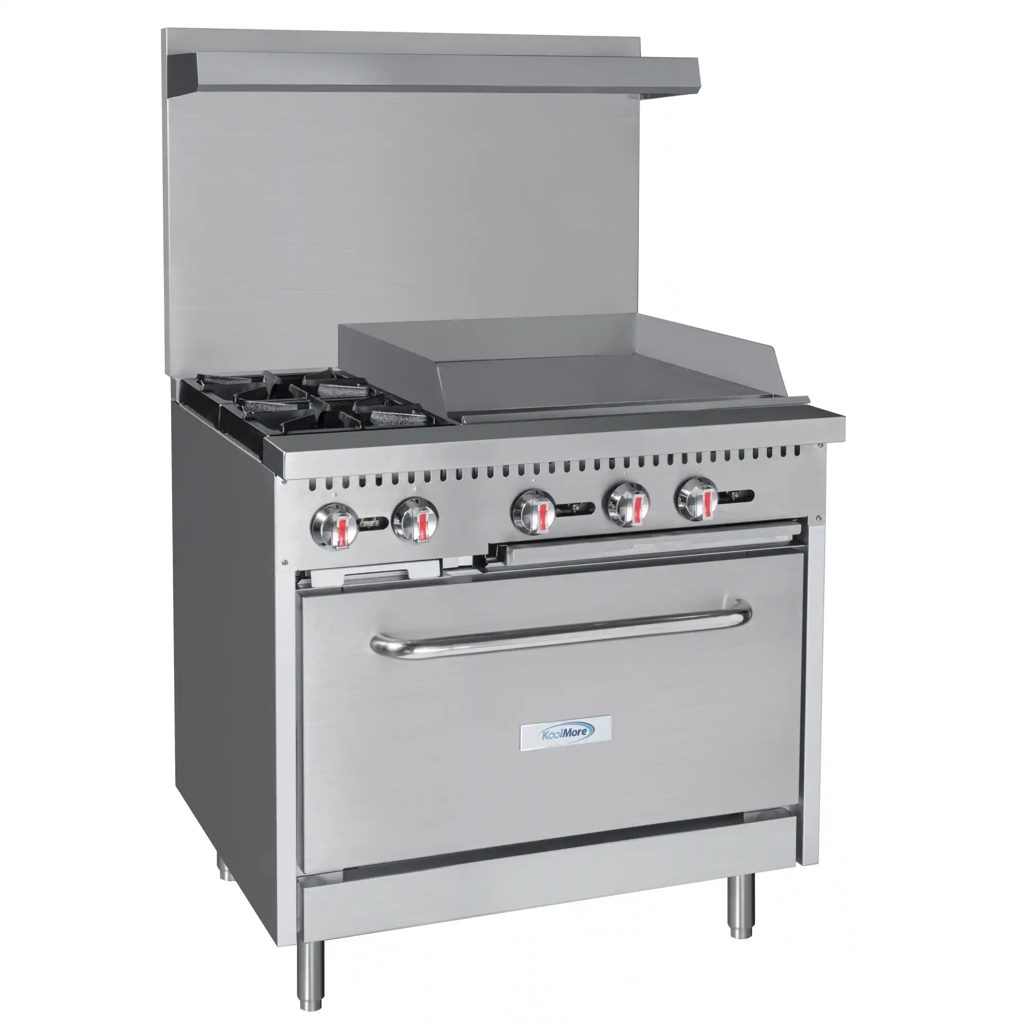 Back. Koolmore - 36 in. 2 Burner Commercial LP Range with 24 in. Griddle in Stainless-Steel (KM-CRG36-LP) - Stainless Steel.