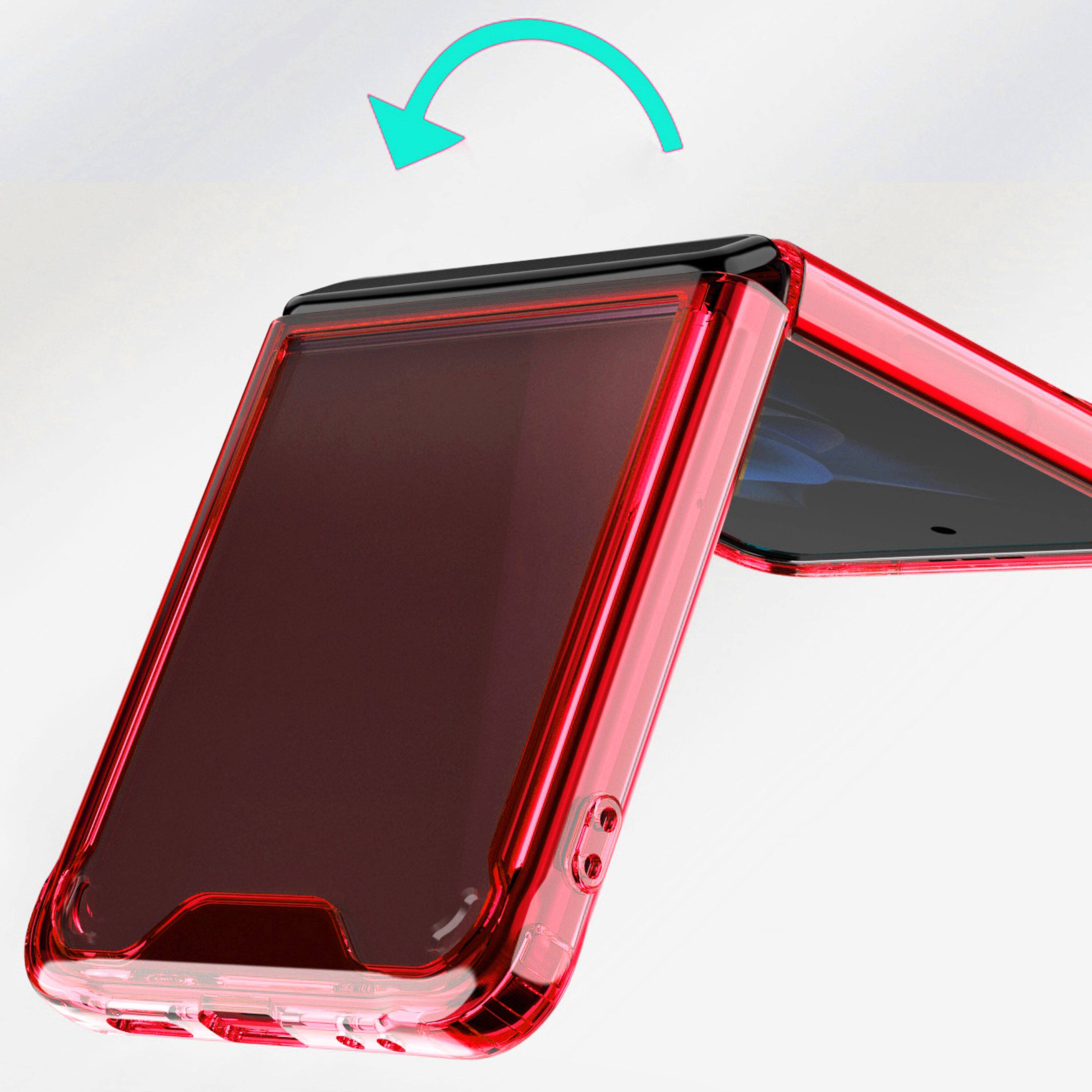 Left. Kitcheniva - Translucent Hybrid Shockproof Case For Samsung Galaxy Z Flip 6 Red - Red.