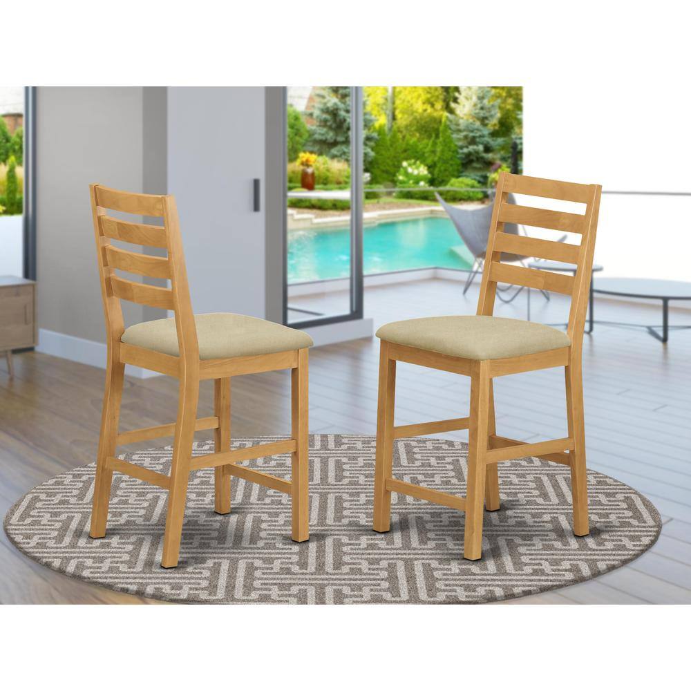 Angle. East West Furniture - East West Furniture CFS-OAK-C Caf Counter Height Barstools - Linen Fabric Upholstered Wooden Chairs, Set of 2, Oak - Red.