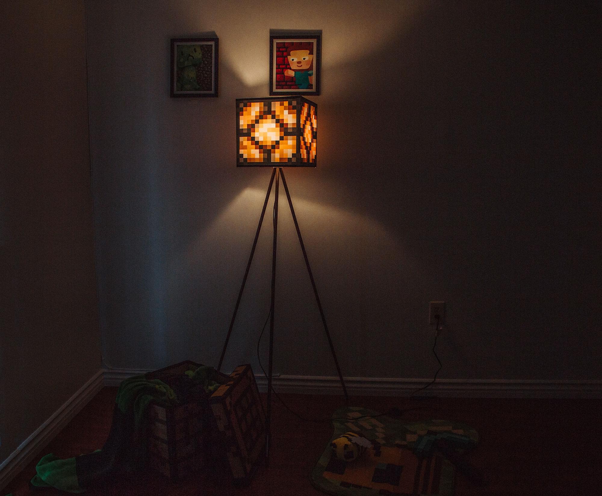 Alt View 1. Ukonic - Minecraft Glowstone Tripod Floor Lamp | 62 Inches Tall - Brown.
