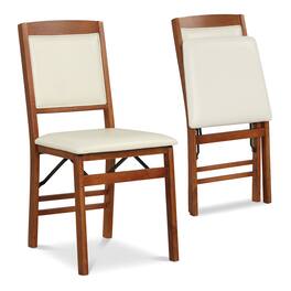 Costway - 2 Pack Folding Dining Chairs Foldable Chairs with PVC Padded Seat & High Backrest - Walnut