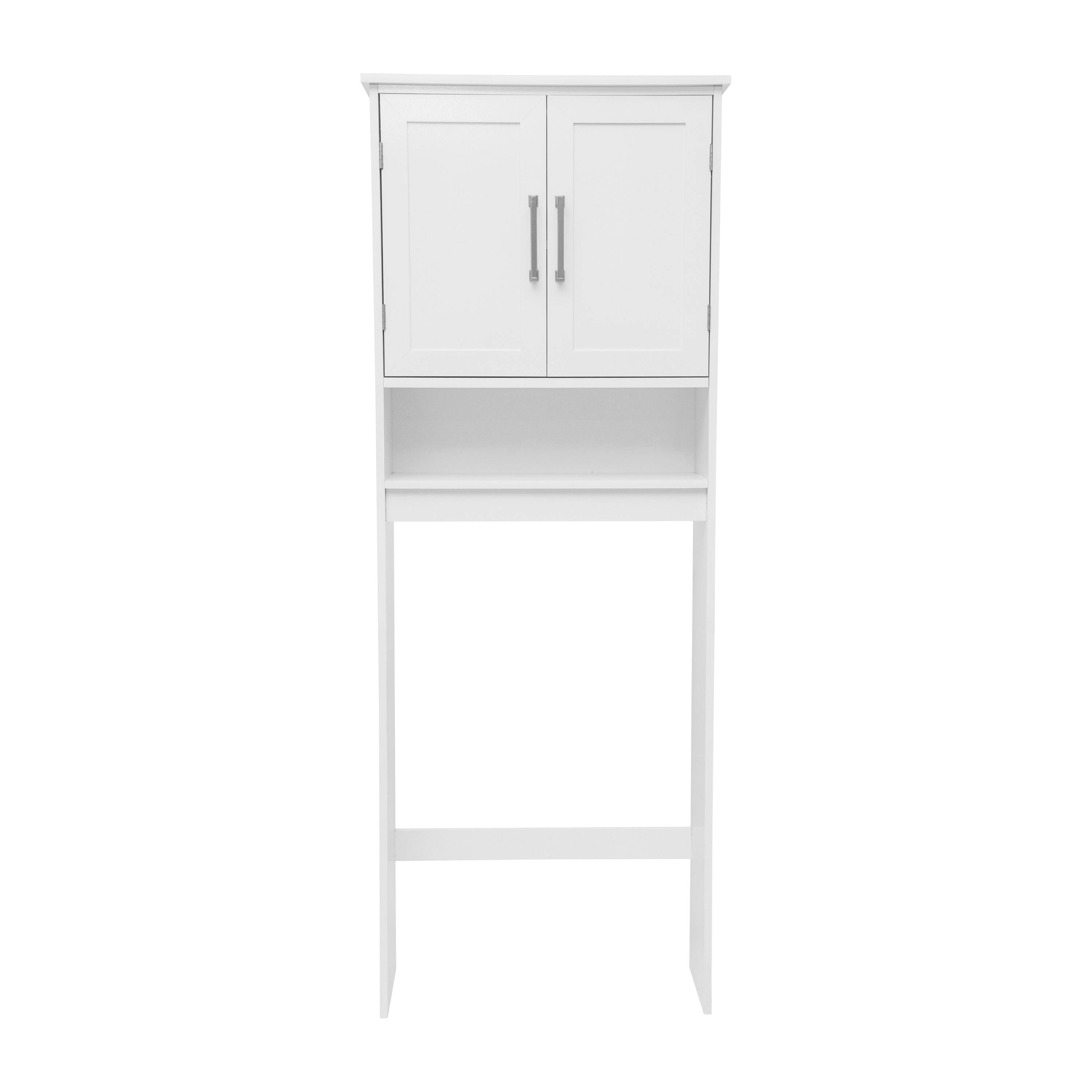 Alt View 9. Emma + Oliver - Modern Over the Toilet Cabinet with Shelves and Magnetic Closure Doors - White.