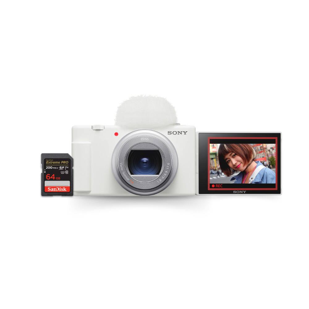 Sony - ZV-1 II Vlog Camera for Content Creators and Vloggers (White) Bundle - Black