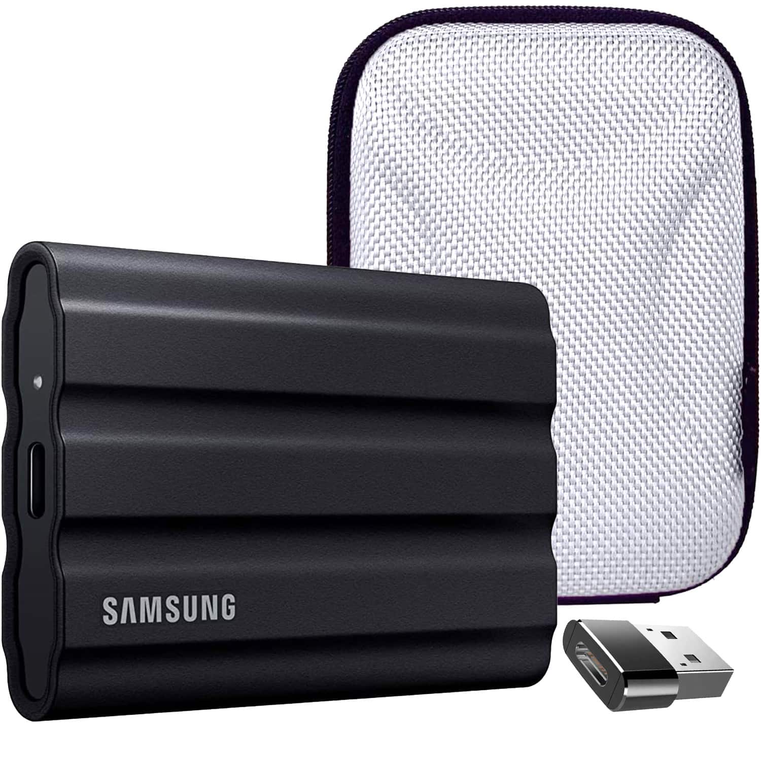 Samsung - 4TB Portable SSD T7 Shield USB 3.2; Black; MU-PE4T0S/AM w/ Accessory Bundle