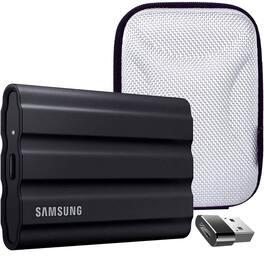 Samsung - 4TB Portable SSD T7 Shield USB 3.2; Black; MU-PE4T0S/AM w/ Accessory Bundle