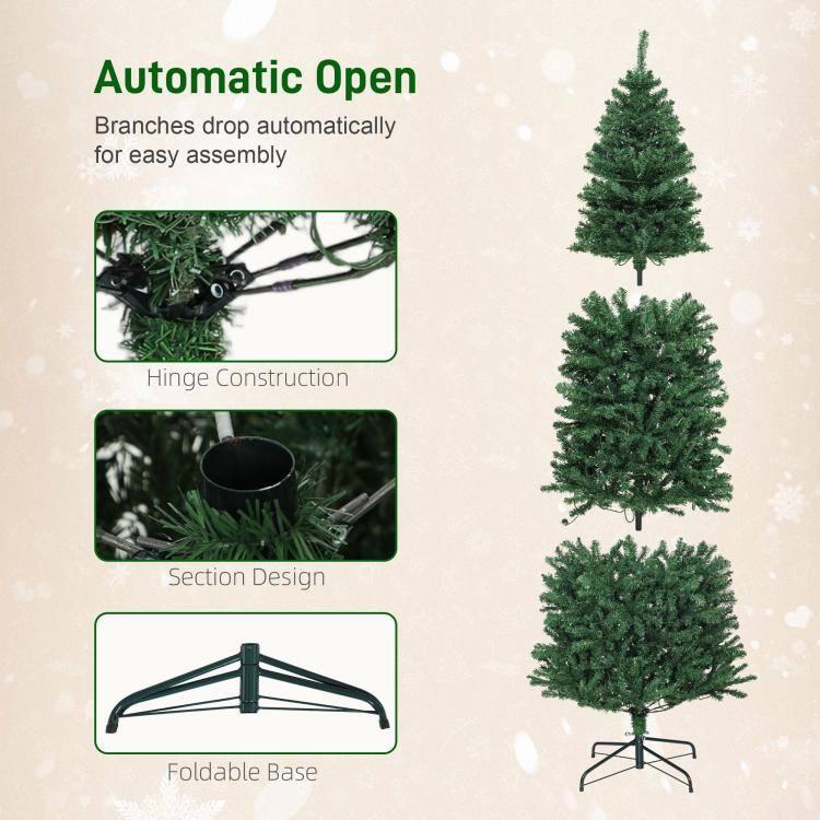 Automatic Open  
Branches drop automatically for easy assembly  

Hinge Construction  
Section Design  
Foldable Base