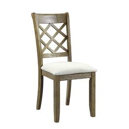 Manhattan Lane - 23 Inch Wood Dining Chair, Set of 2, Cross Accent Backrest, Padded - Beige, Rustic Oak
