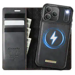 Dteck - for iPhone 17 Pro Max Detachable Wallet Case, 2 in 1 PU Leather Flip Folio Case with RFID Blocking Phone Cover - Black