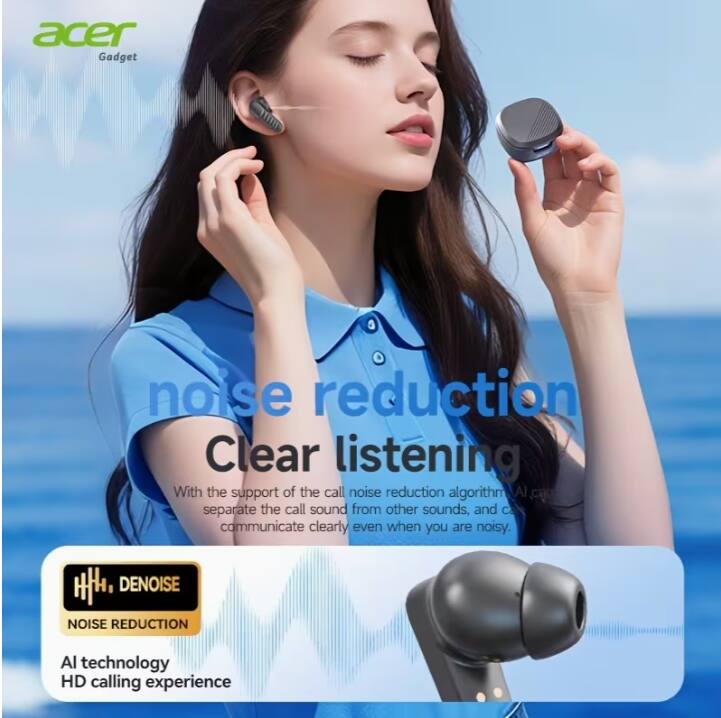 Acer Gadget noise reduction Clear listening With the support of the call noise reduction algorithm AI, FW separate the call sound from other sounds, and communicate clearly even when you are noisy. HH, DENOISE NOISE REDUCTION AI technology HD calling experience