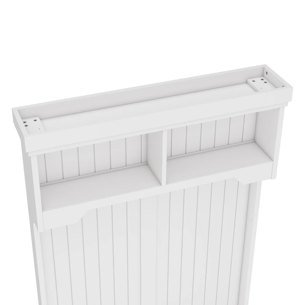 Alt View 6. Loheer - Loheer White Hall Tree with Shoe Bench, Multifunctional Entryway Coat Rack with Storage Cabinet - White.
