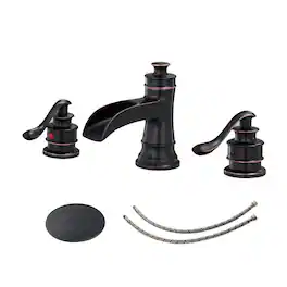 Classic Retro Style 8 in. Widespread Double Handle Bathroom Faucet with Drain Kit Included in Oil Rubbed Bronze