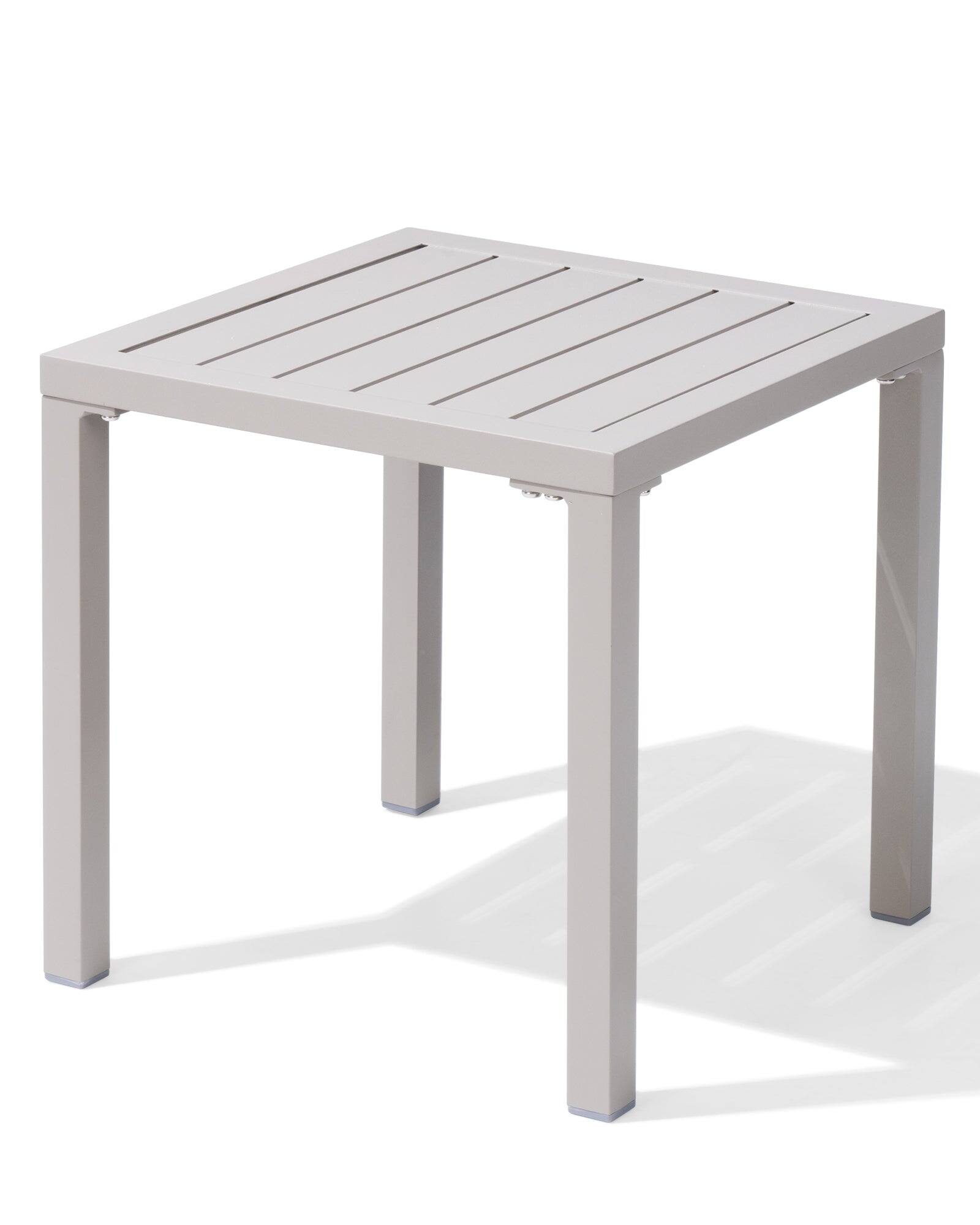 Crestlive Products - Aluminum Square Side Table Small Patio Coffee Bistro - Beige