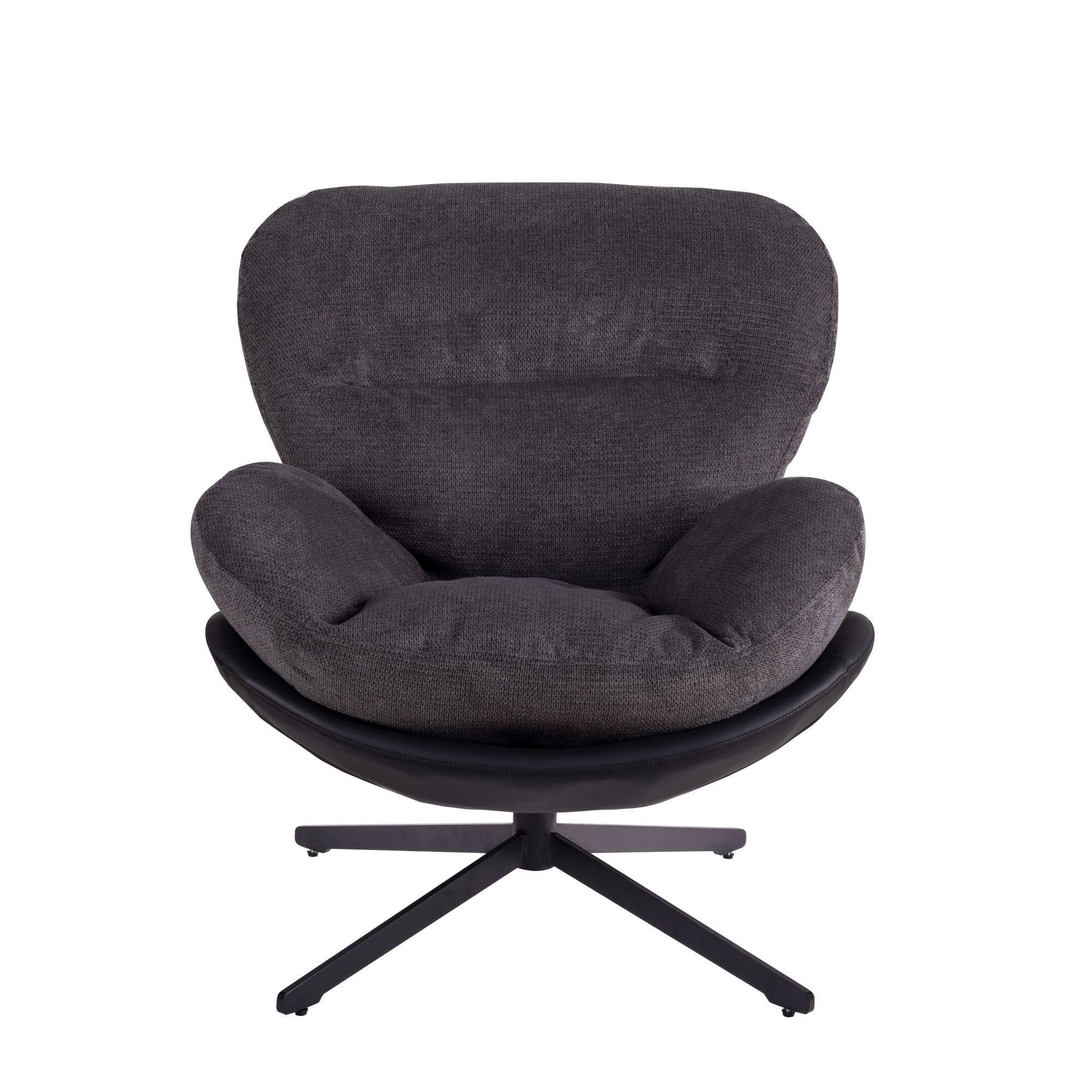 Alt View 6. APRILSOUL - 360 Swivel Office Chair Chenille Faux Leather Dark Gray Small Spaces - Black,Dark Gray.