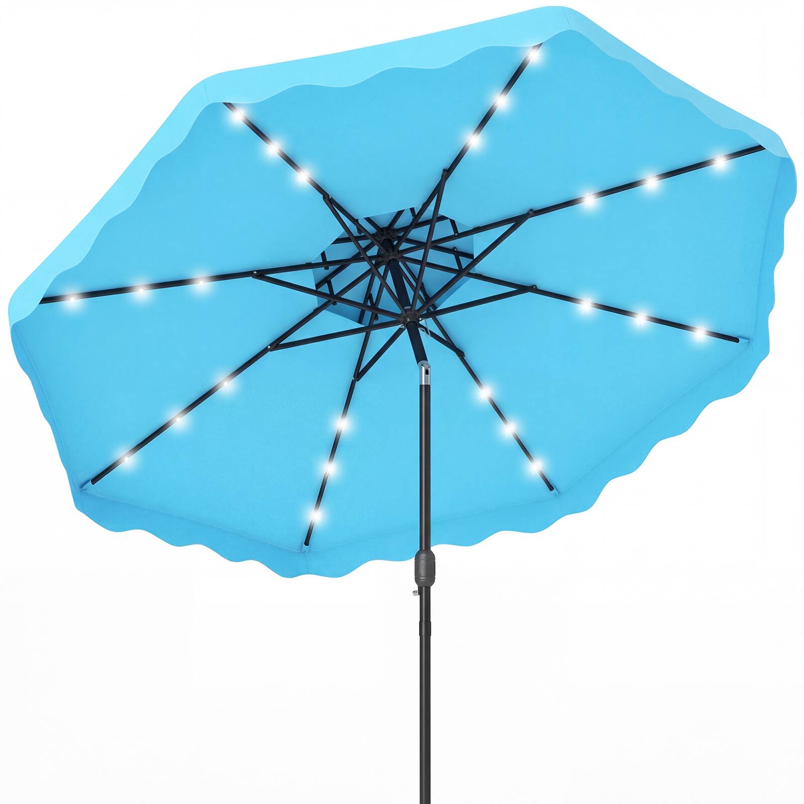Alt View 7. Gymax - Gymax 9 FT Solar LED Outdoor Umbrella Push-Button Tilt & Crank 24 LED Lights & 8 Ribs Turquoise - Green.