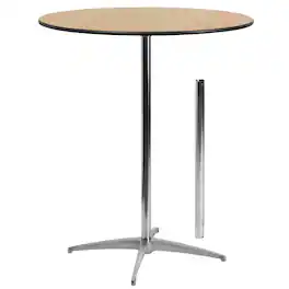 Emma + Oliver - 36" Round Wood Cocktail Table with 30" and 42" Columns - Natural