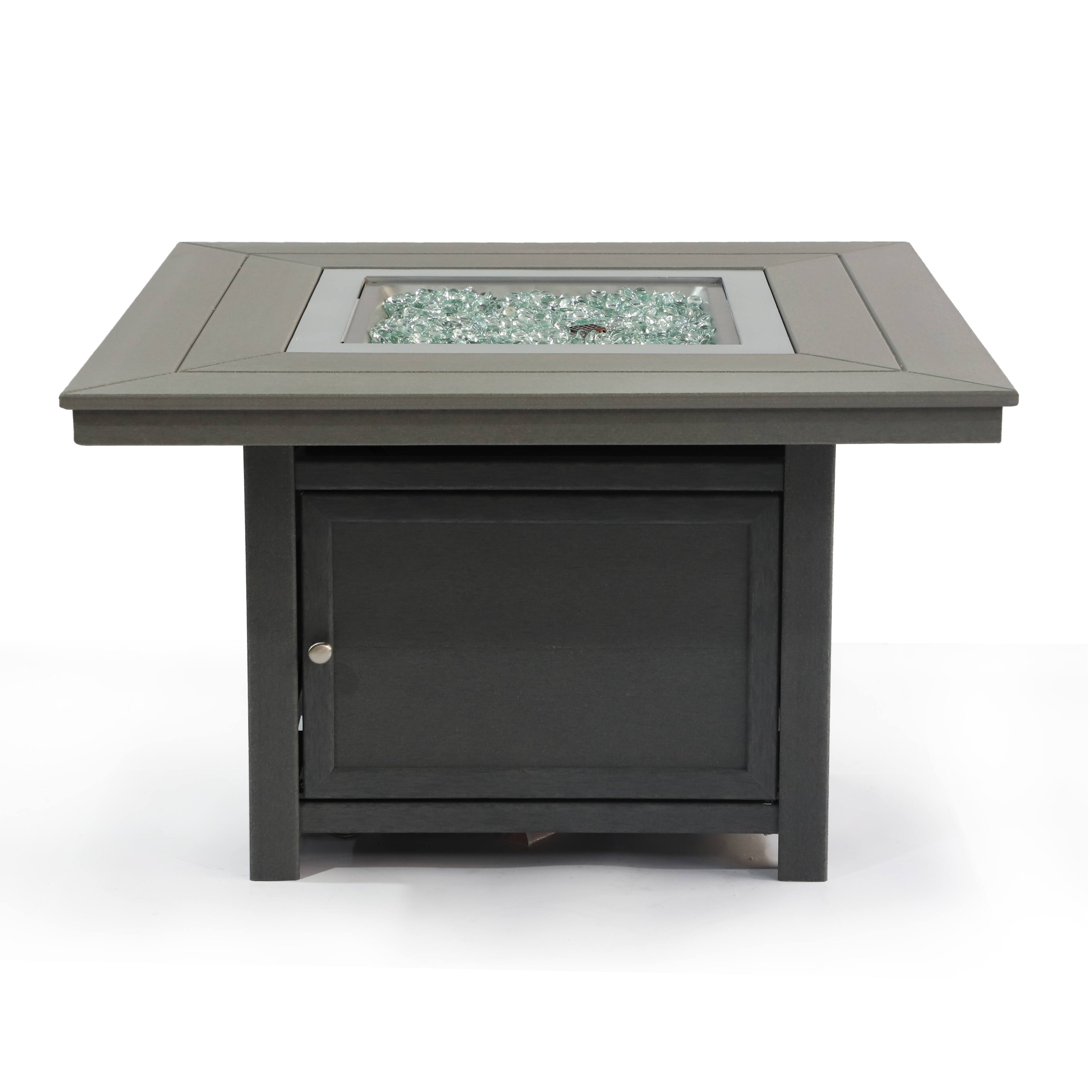 Left. LuXeo - Park City 25"(H) x 42" (W) HDPE Square Fire Pit Table, Gray - Gray.