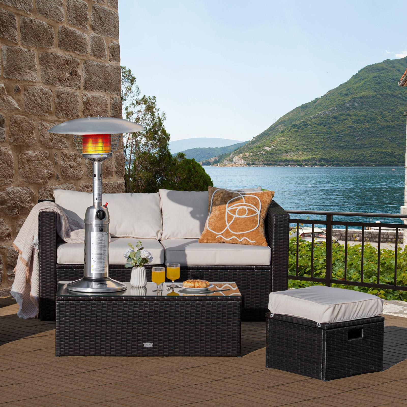 Alt View 1. Costway - Costway Patio Heater 11,000BTU Portable Tabletop Stainless Steel Standing Propane Heater - Silver.