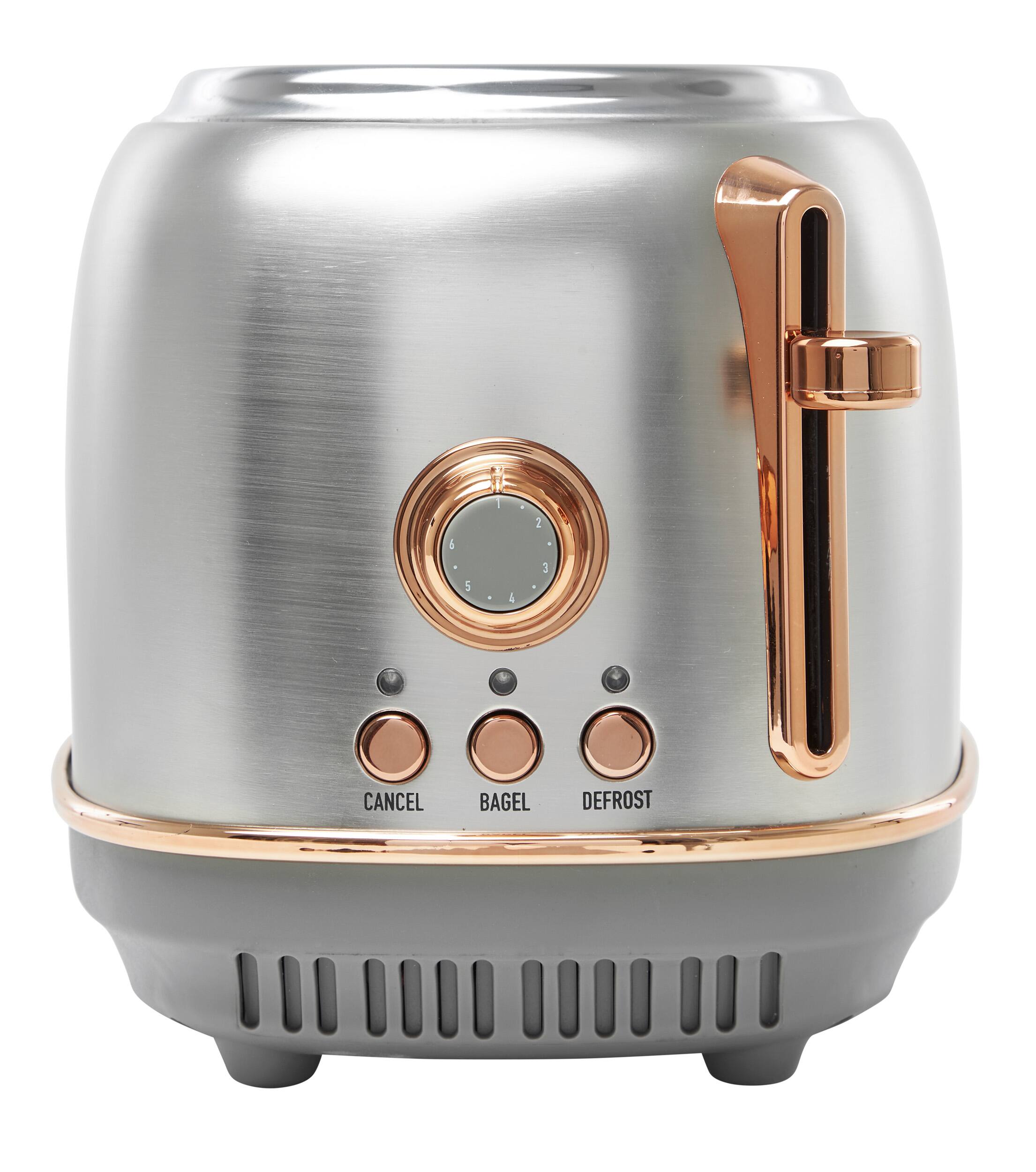 Alt View 1. Haden - Heritage 2 Slice Toaster - Steel and Copper.